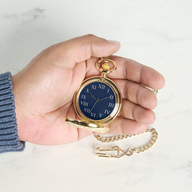 Pulsera reloj de bolsillo azul clásico (Mano)
