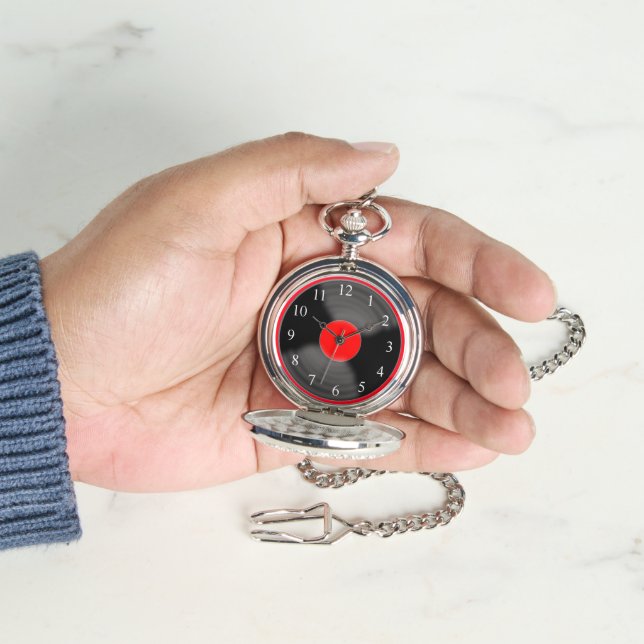 Pulsera Reloj de bolsillo de registro retro rojo (Mano)