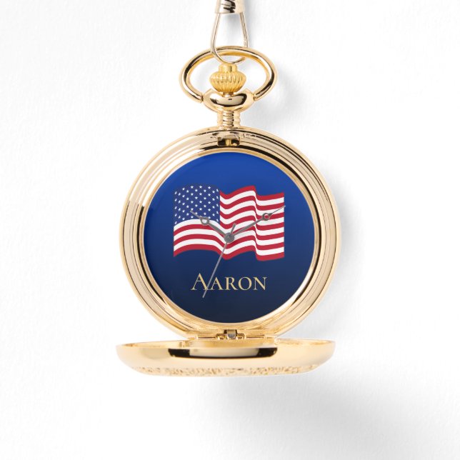 Pulsera Reloj de bolsillo personalizado de oro con bandera (Anverso)