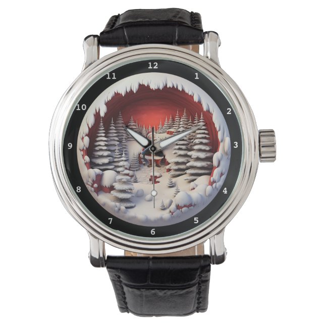Pulsera Reloj de bosque nevado de Santa (Anverso)