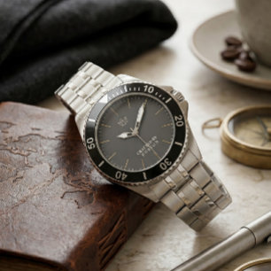 Pulsera Reloj de buzo de acero inoxidable plateado - Ejecu