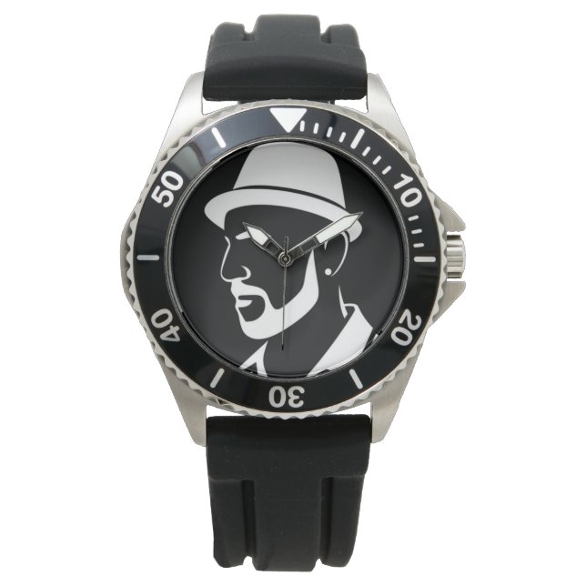 Pulsera Reloj de caballero Noir con retrato (Anverso)
