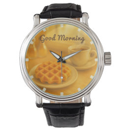 Pulsera Reloj de café y waffle belga - Vibes buenas mañana