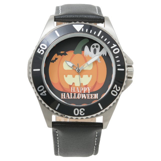 Pulsera Reloj de Calabaza y Fantasma de Halloween (Anverso)