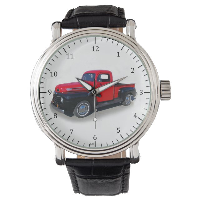 Pulsera reloj de camión rojo/negro (Anverso)