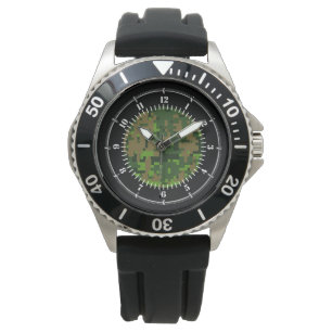 Pulsera Reloj de camuflaje digital verde estilo Woodland