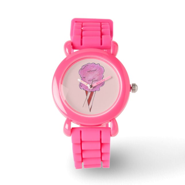 Pulsera Reloj de carnaval de algodón con espuma rosa (Anverso)