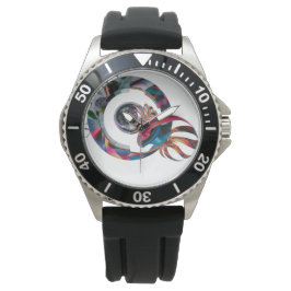 Pulsera Reloj de caucho negro de acero inoxidable masculin