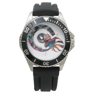 Pulsera Reloj de caucho negro de acero inoxidable masculin