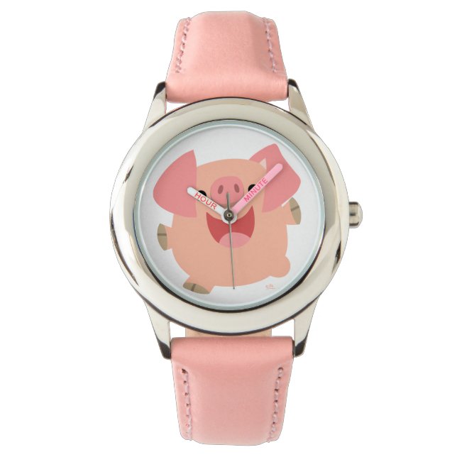 Pulsera Reloj de cerdo de dibujos animados alegre (Anverso)