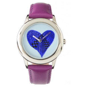 Pulsera reloj de chica de corazón azul rosa