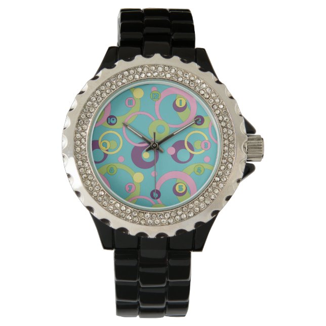Pulsera Reloj de Círculos Azules Funky (Anverso)