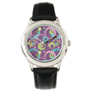 Pulsera Reloj de Círculos Morados Divertidos