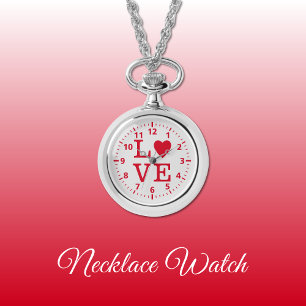 Pulsera Reloj de collar de amor rojo y gris