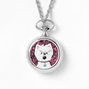 Pulsera Reloj de collar de rosas Westie esponjoso