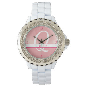 Pulsera Reloj de color de agua monocroma rosa