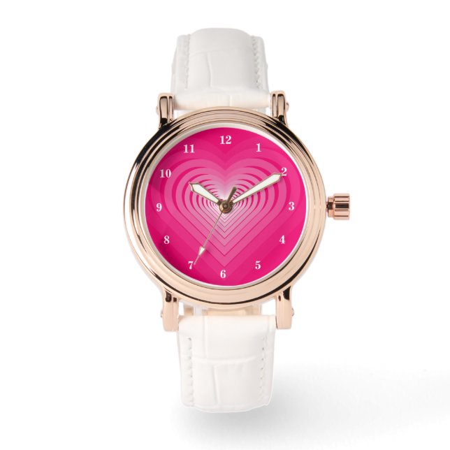 Pulsera Reloj de corazón rosa (Anverso)