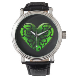 Pulsera Reloj de corazón verde del día de San Patricio gót