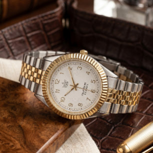Pulsera Reloj de corona de fusión de dos tonos de lujo - E