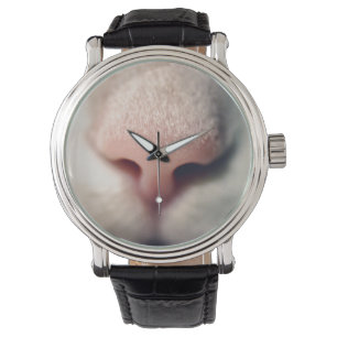 Pulsera Reloj de correa de cuero de color blanco y negro