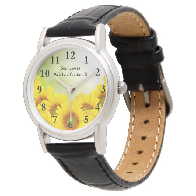 Pulsera Reloj de correa de cuero negro para mujeres giraso (Angular)
