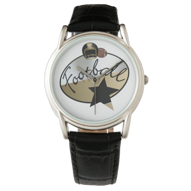 Pulsera Reloj de correa de cuero negro para protectores de (Anverso)