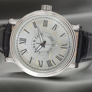 Pulsera Reloj de cosecha personal para hombres - Cuero neg