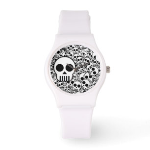 Pulsera Reloj de cráneo en blanco y negro