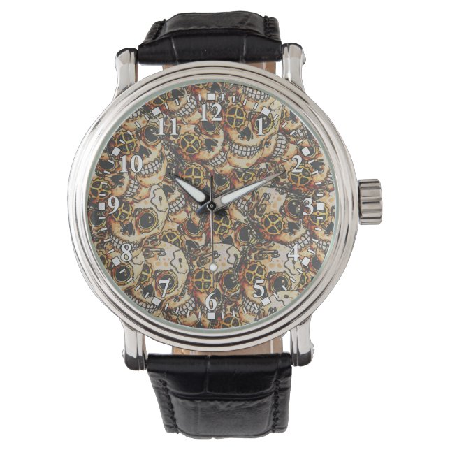 Pulsera Reloj de cráneo steampunk (Anverso)