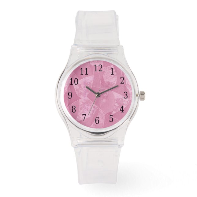 Pulsera Reloj de cristal de manchas rosadas (Anverso)
