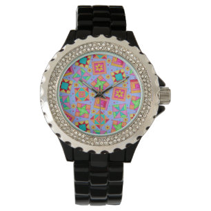 Pulsera Reloj de cristales de tela de perilla