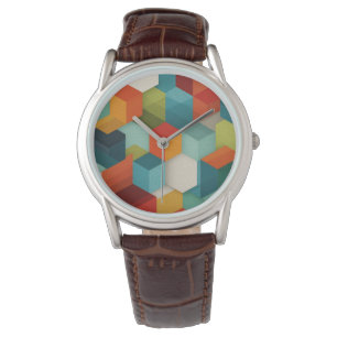 Pulsera Reloj de cubo geométrico de mediados de siglo