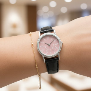 Pulsera Reloj de cuero con nombre personalizado regalo par
