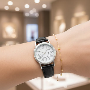 Pulsera Reloj de Cuero con Nombre Personalizado Regalo par