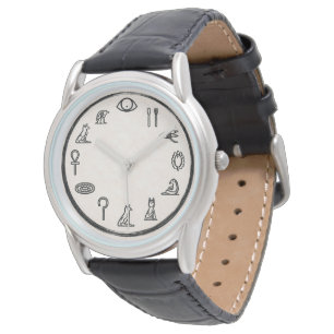 Pulsera Reloj de cuero con pirámides y símbolos del antigu
