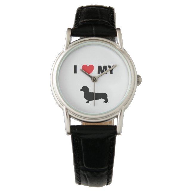 Pulsera Reloj de cuero "Dachshund" (Anverso)