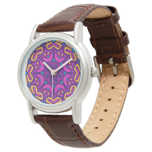 Pulsera Reloj de cuero de lujo - Patrón tribal Boho elegan (Angular)