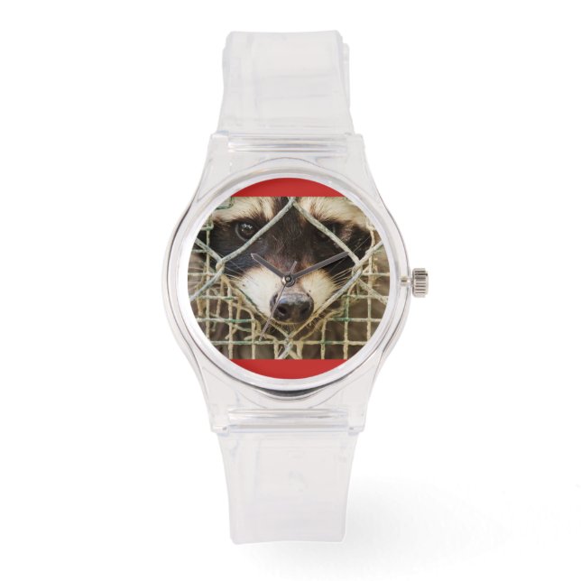 PULSERA RELOJ DE CUERO INOXIDABLE PERSONALIZADO RACCON (Anverso)