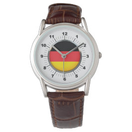 Pulsera Reloj de cuero marrón clásico de la bandera aleman