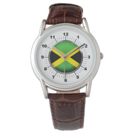 Pulsera Reloj de cuero marrón clásico de la bandera de Jam