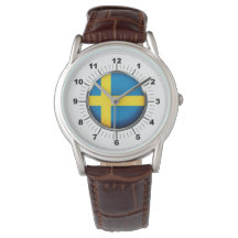 Reloj de cuero marrón clásico de la bandera de Sue