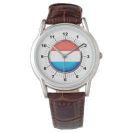 Pulsera Reloj de cuero marrón de la bandera luxemburguesa 