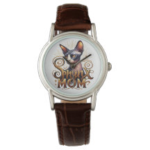 Reloj de cuero marrón | Sphynx Cat Mom