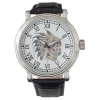 Reloj de cuero nativo americano con números