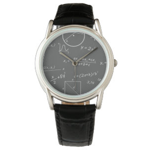Pulsera Reloj de cuero negro clásico de matemáticas