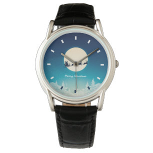 Pulsera Reloj de cuero negro clásico para navidades