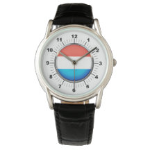 Reloj de cuero negro con bandera de Luxemburgo mas