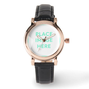 Pulsera Reloj de cuero negro cuadrado perfecto