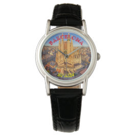 Pulsera Reloj de cuero negro de Barcelona