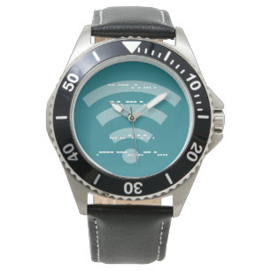 Pulsera Reloj de cuero negro del código Morse s/s de los